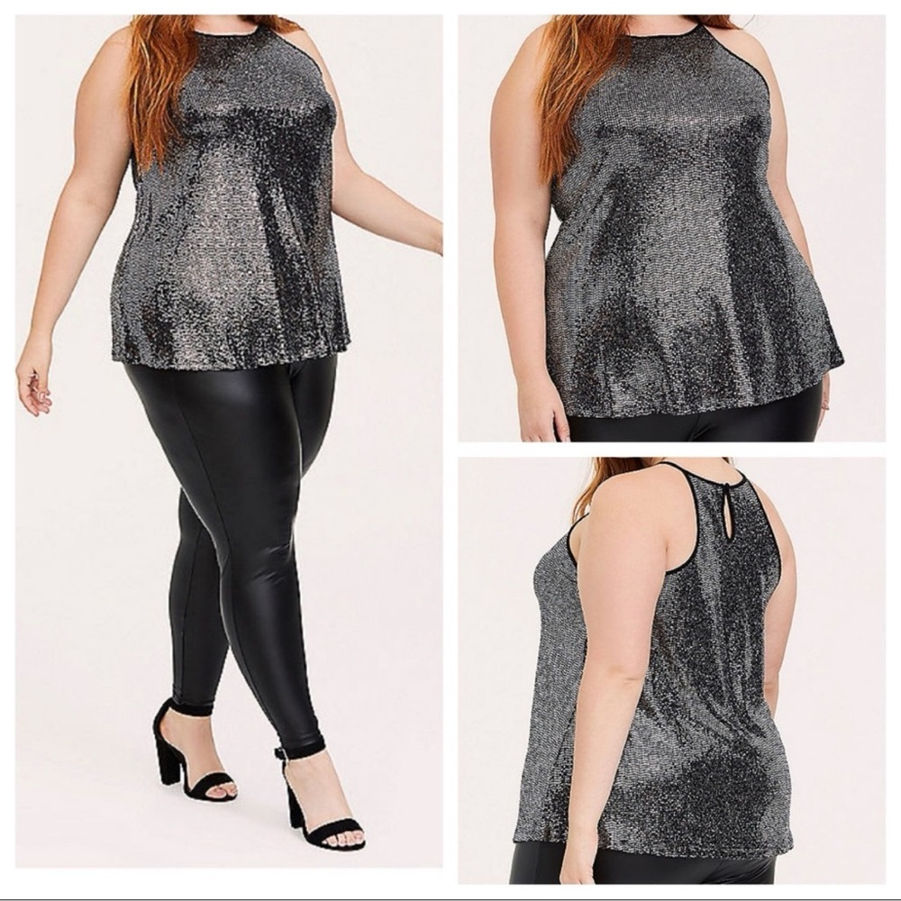NWT Torrid Black Sequin Halter Top Size 4X Party